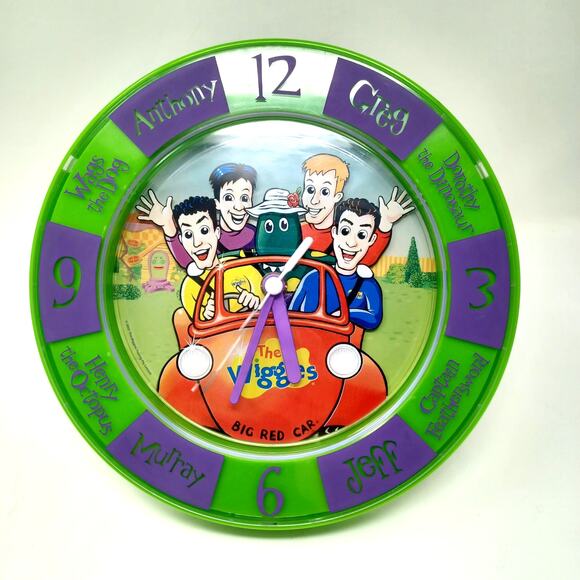 The Wiggles Big Red Car Clock Vintage Wags Dorothy Dinosaur Feathersword Jeff - Picture 6 of 8